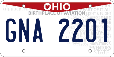 OH license plate GNA2201