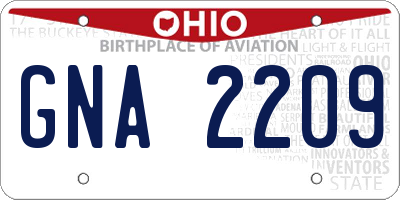 OH license plate GNA2209