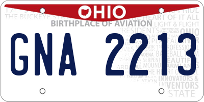 OH license plate GNA2213