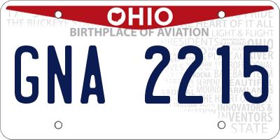 OH license plate GNA2215