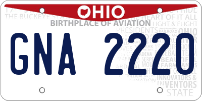 OH license plate GNA2220
