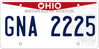 OH license plate GNA2225