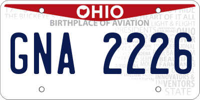 OH license plate GNA2226