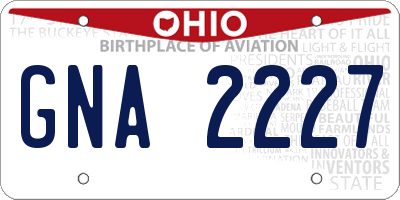 OH license plate GNA2227