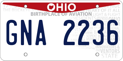 OH license plate GNA2236