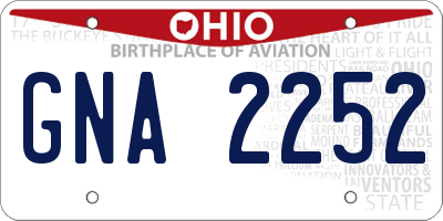 OH license plate GNA2252