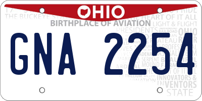 OH license plate GNA2254