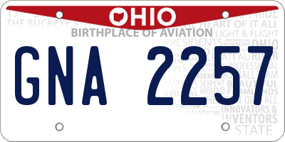 OH license plate GNA2257