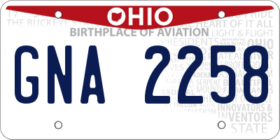 OH license plate GNA2258