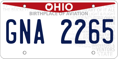 OH license plate GNA2265