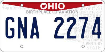 OH license plate GNA2274