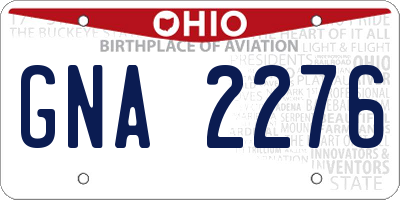 OH license plate GNA2276