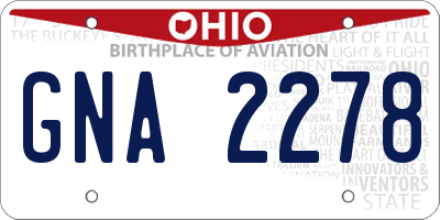 OH license plate GNA2278