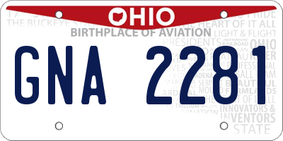 OH license plate GNA2281