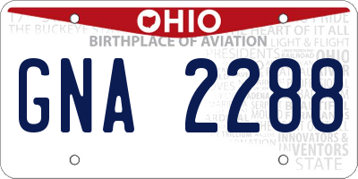 OH license plate GNA2288