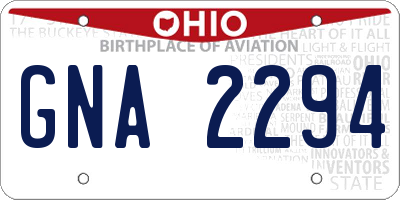 OH license plate GNA2294