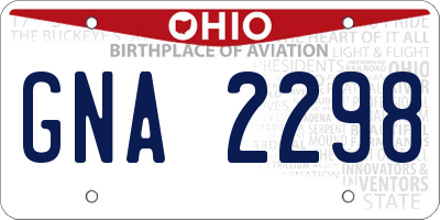 OH license plate GNA2298