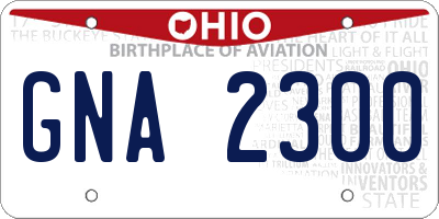 OH license plate GNA2300
