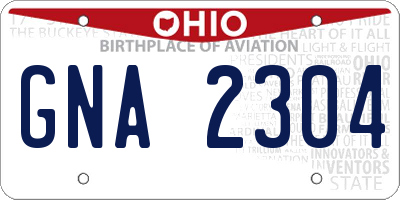 OH license plate GNA2304