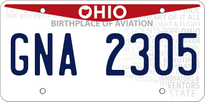 OH license plate GNA2305