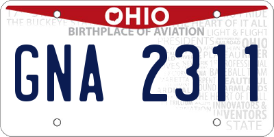 OH license plate GNA2311