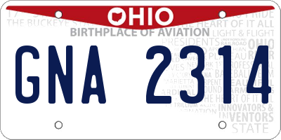 OH license plate GNA2314