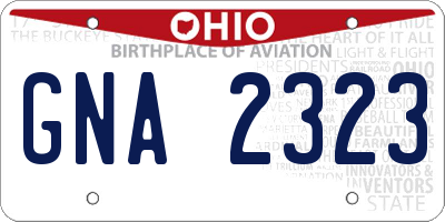 OH license plate GNA2323