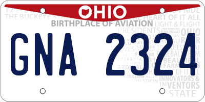 OH license plate GNA2324