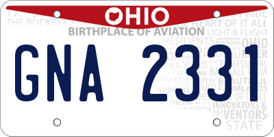 OH license plate GNA2331