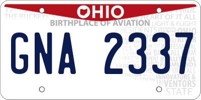 OH license plate GNA2337