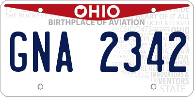 OH license plate GNA2342