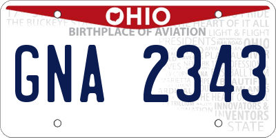 OH license plate GNA2343