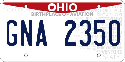 OH license plate GNA2350