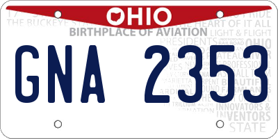 OH license plate GNA2353
