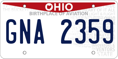 OH license plate GNA2359
