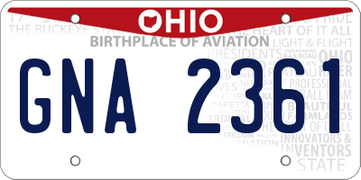 OH license plate GNA2361