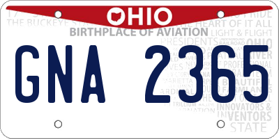 OH license plate GNA2365