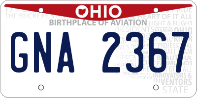 OH license plate GNA2367
