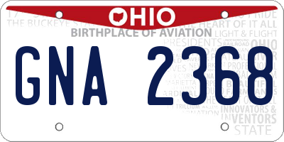 OH license plate GNA2368