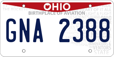 OH license plate GNA2388