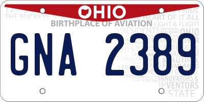 OH license plate GNA2389