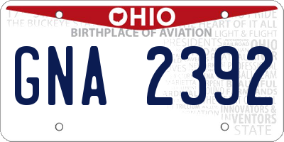 OH license plate GNA2392