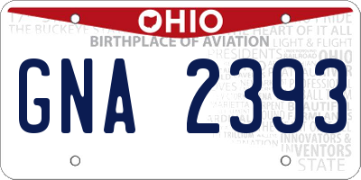 OH license plate GNA2393