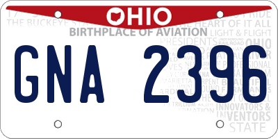 OH license plate GNA2396