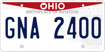 OH license plate GNA2400