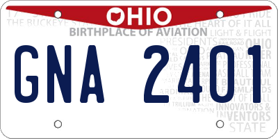 OH license plate GNA2401