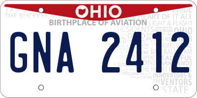 OH license plate GNA2412