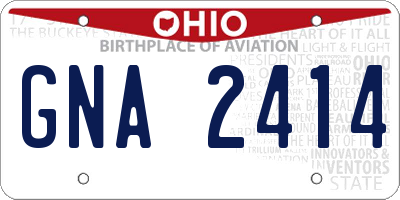 OH license plate GNA2414
