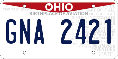 OH license plate GNA2421