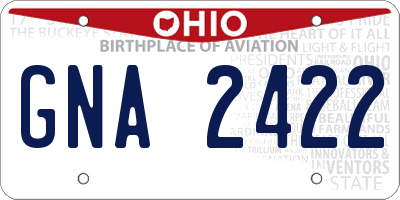 OH license plate GNA2422